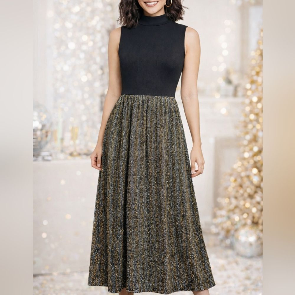 J.Crew Mixed Media Mockneck Sparkle Midi Dress Petite Soft Glam Party PS NWT